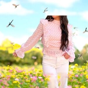 NWT LFD Pink Ruffled Women's Top Size Large